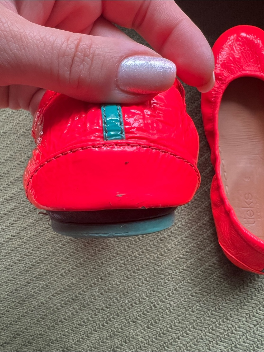 Tieks Women's Patent Red Ballet Flats - Picture 8 of 9